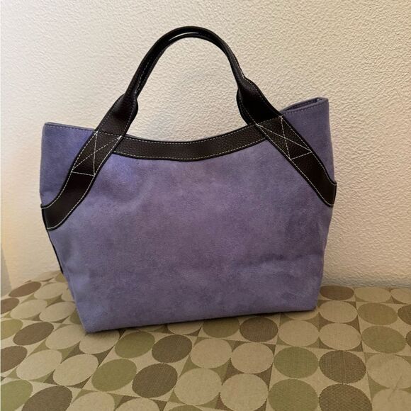 Victoria's Secret Purple Suede brown trim bag - Picture 2 of 9